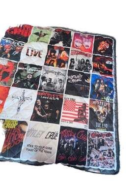 Mötley Crüe Themed Quilted Throw Blanket Photo Collage